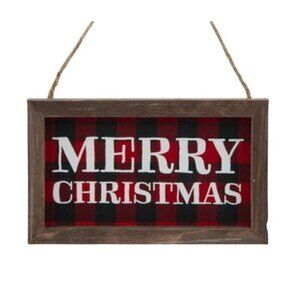 Merry Christmas Mini Sign 5 in Buffalo Check Red Holiday Decor Farmhouse Rustic